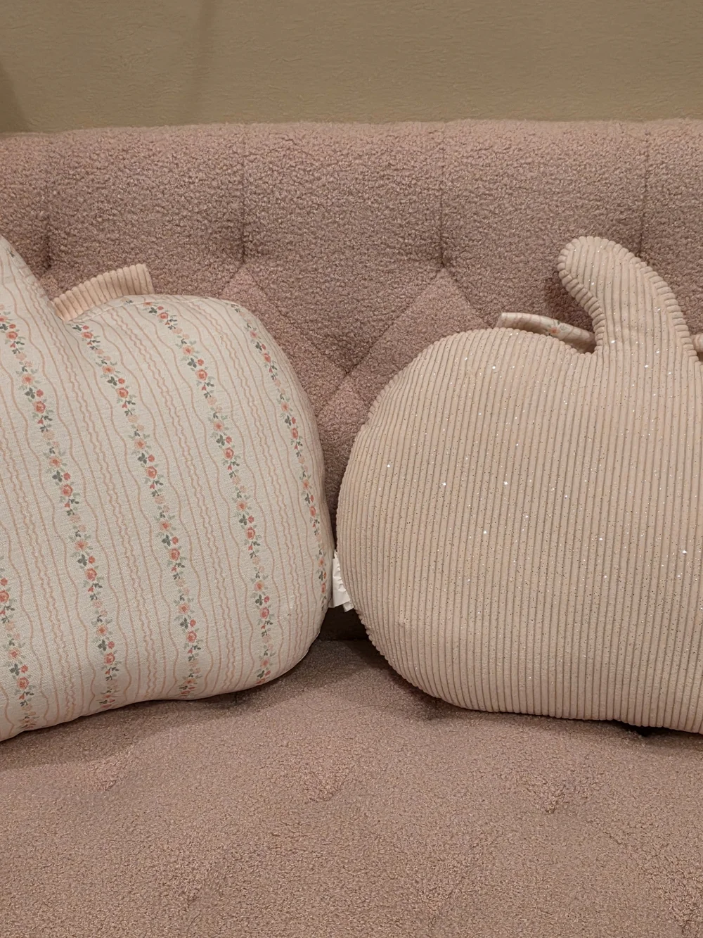 Shabby Chic Soft Pink Floral Pumpkin Accent Pillows